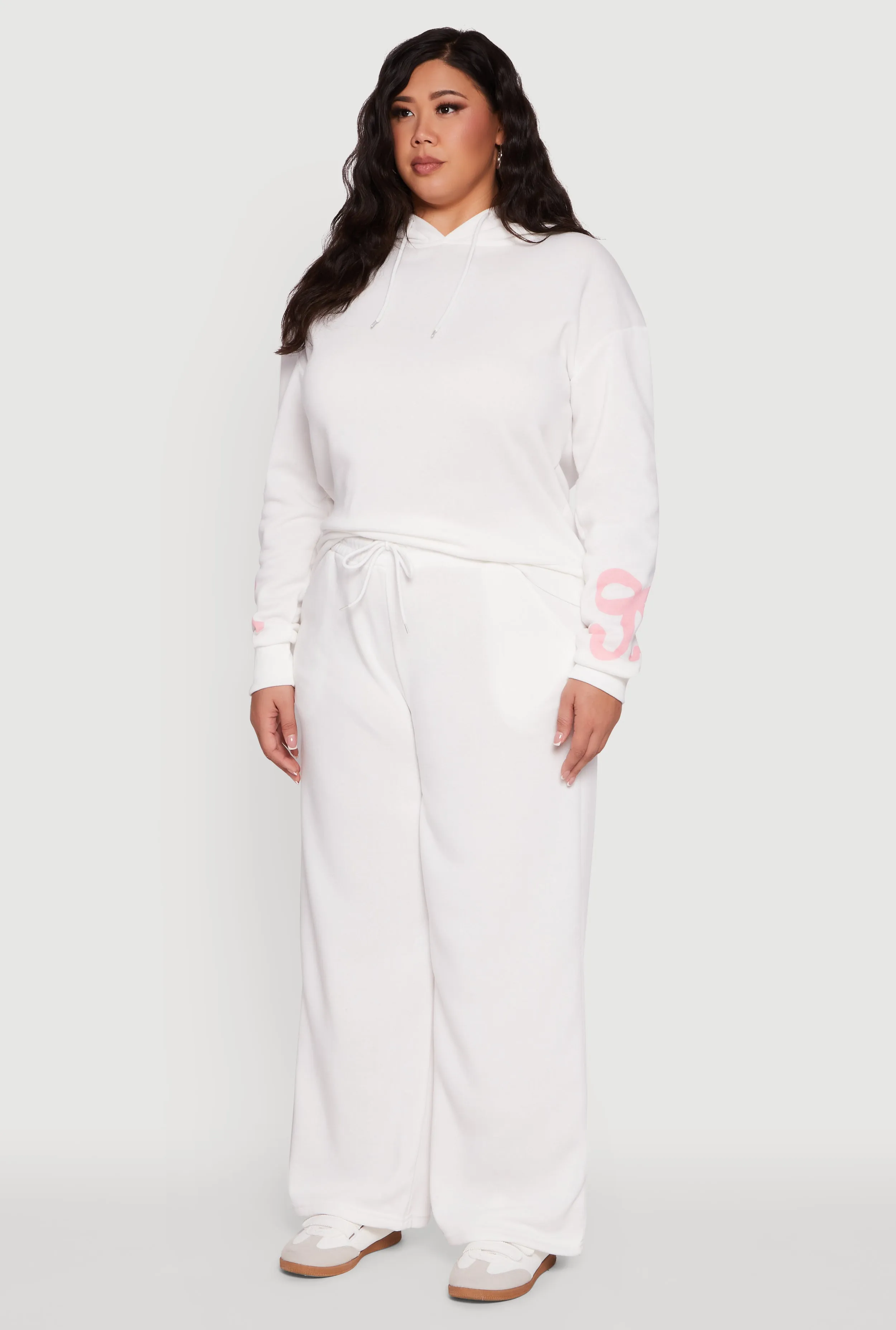 Plus Size Fleece Pullover Hoodie with Bow Graphic Detail sold by Rainbow product image thumbnail 5