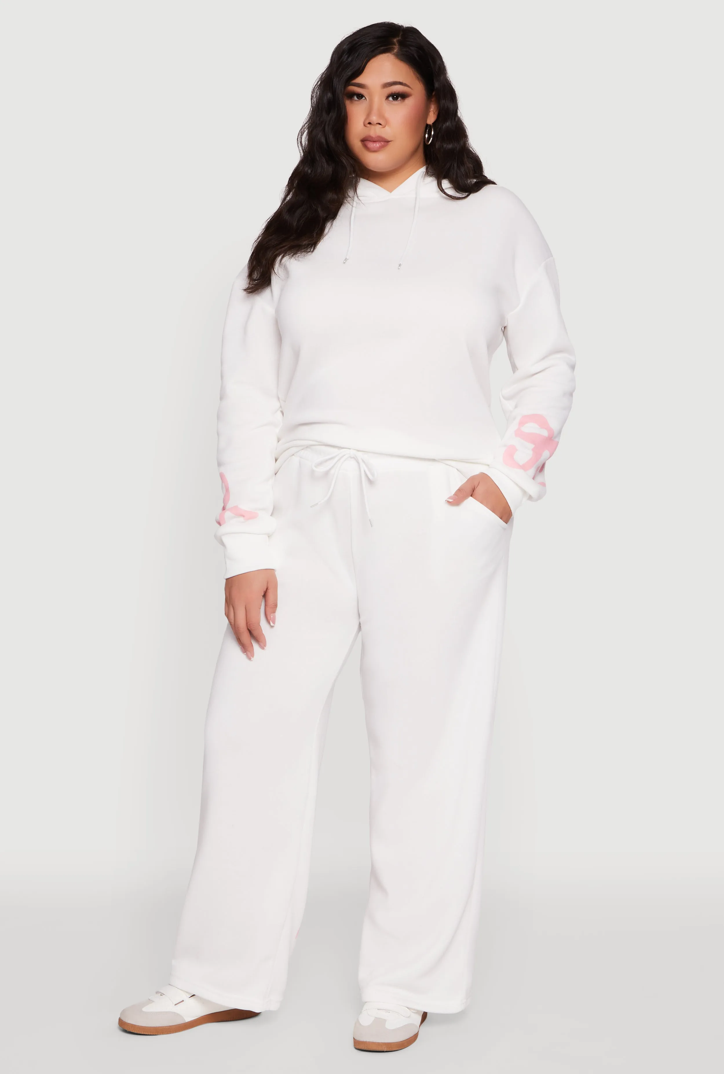 Plus Size Fleece Pullover Hoodie with Bow Graphic Detail sold by Rainbow product image thumbnail 2