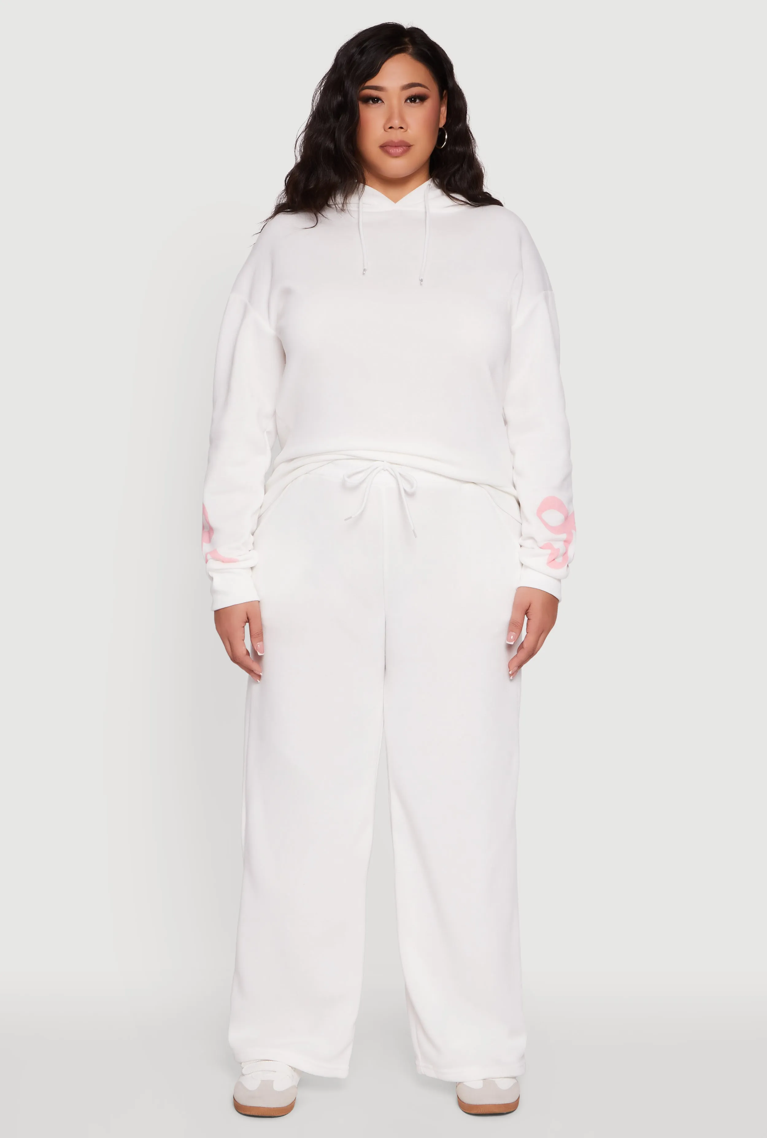 Plus Size Fleece Pullover Hoodie with Bow Graphic Detail sold by Rainbow product image thumbnail 3