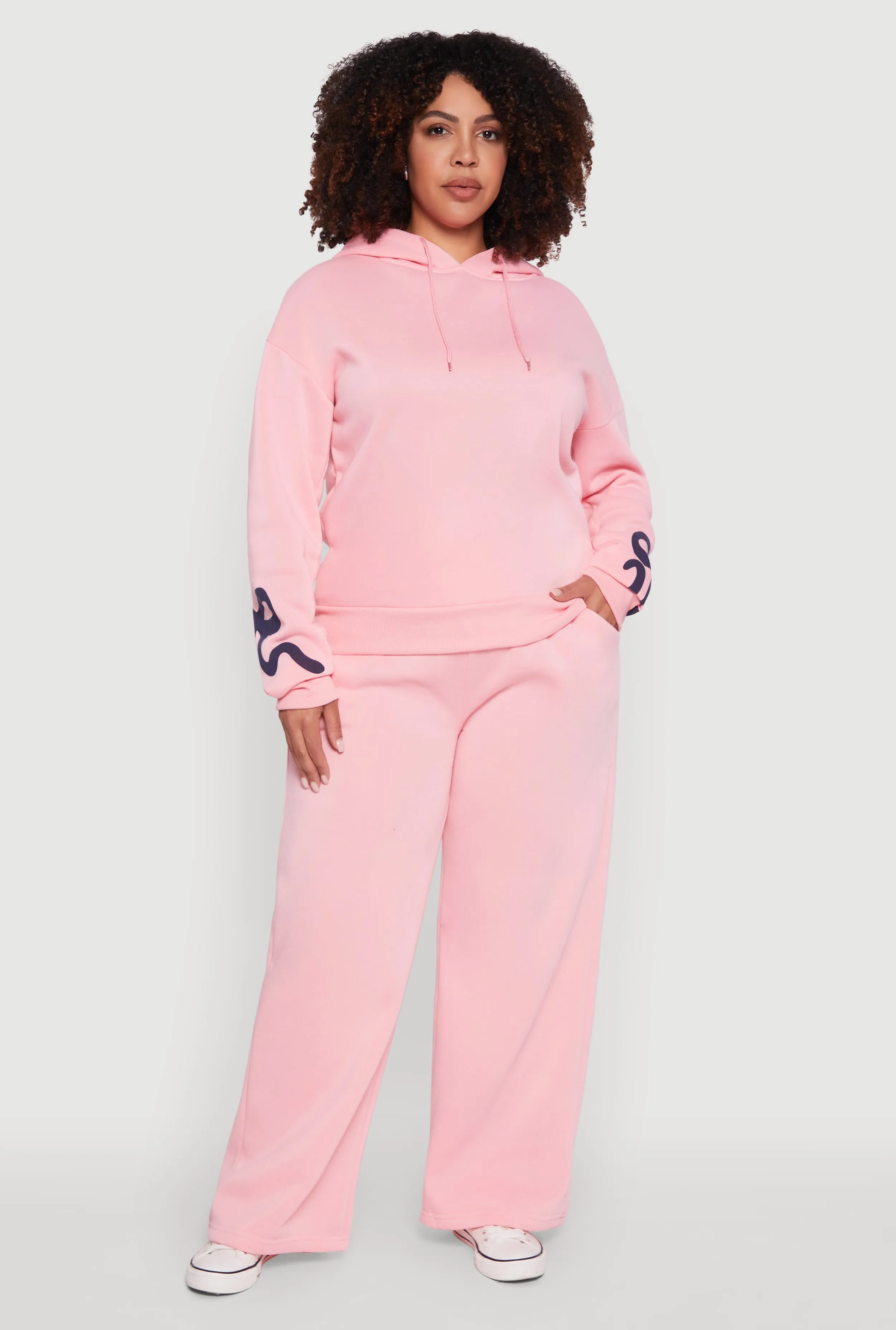 Plus Size Bow Graphic Detail Wide Leg Fleece Sweatpants sold by Rainbow product image thumbnail 2