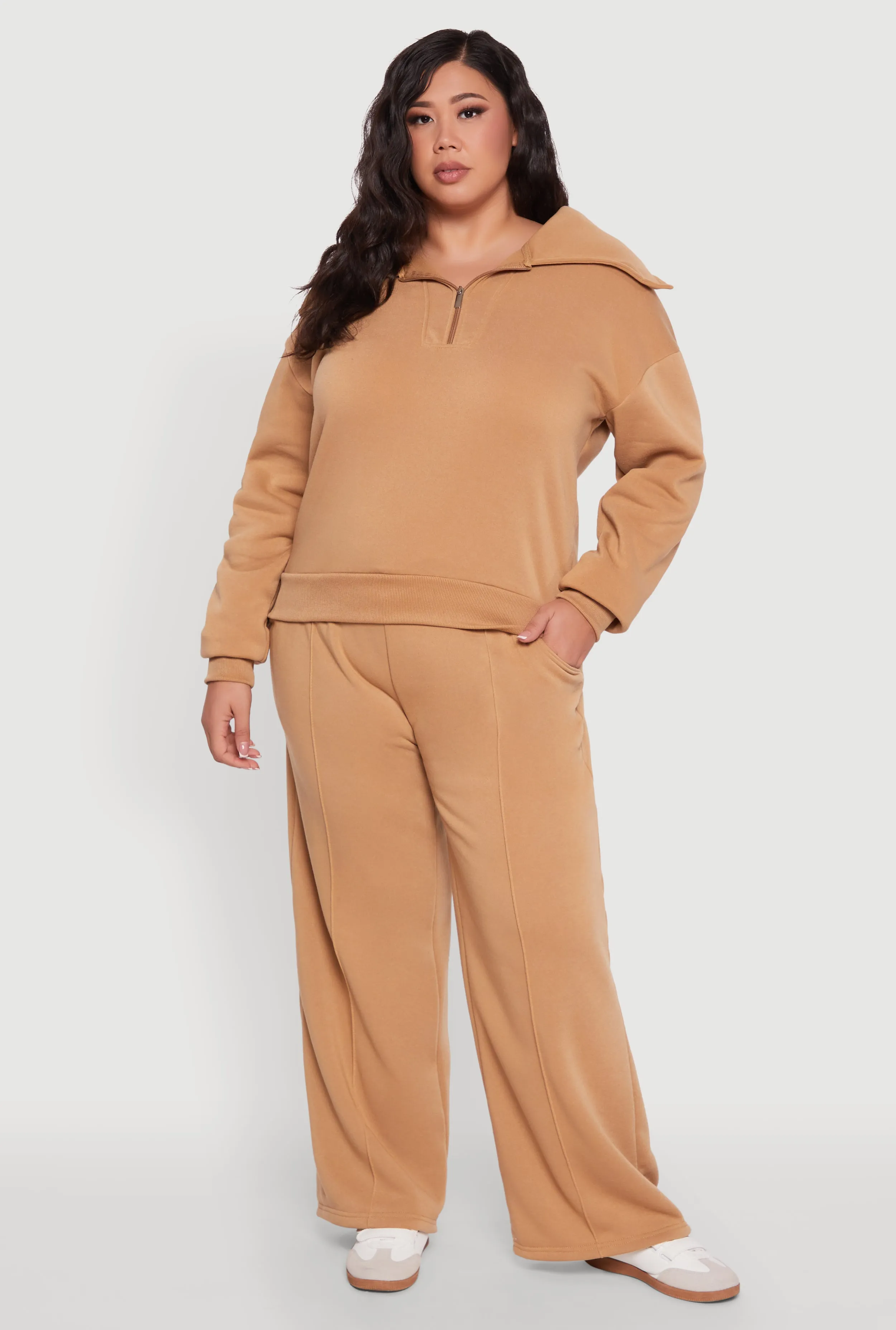Plus Size Wide Leg Fleece Sweatpants with Pockets sold by Rainbow