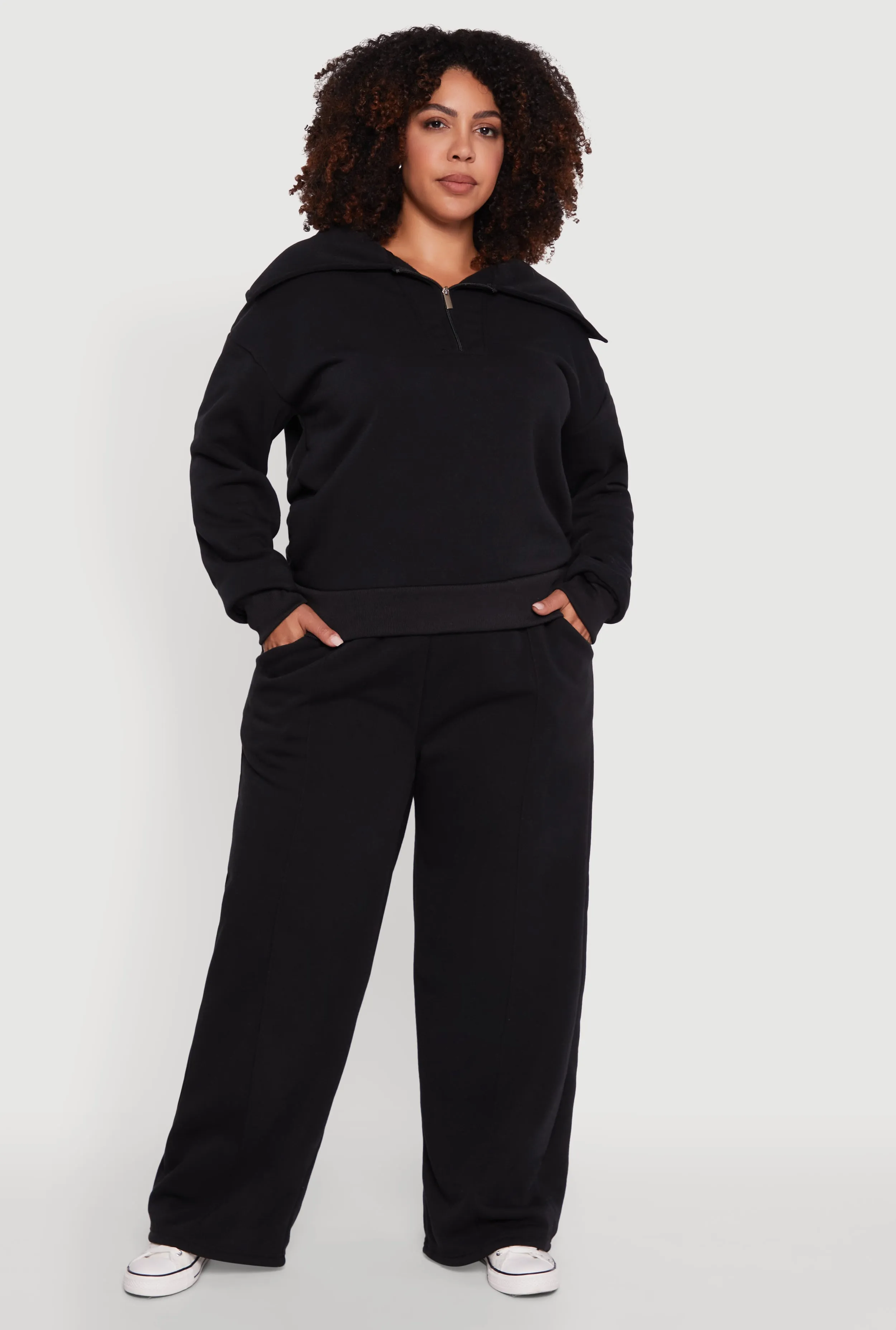 Plus Size Wide Leg Fleece Sweatpants with Pockets sold by Rainbow