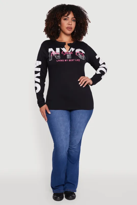 Plus Size NYC Living My Best Life Graphic Tee sold by Rainbow