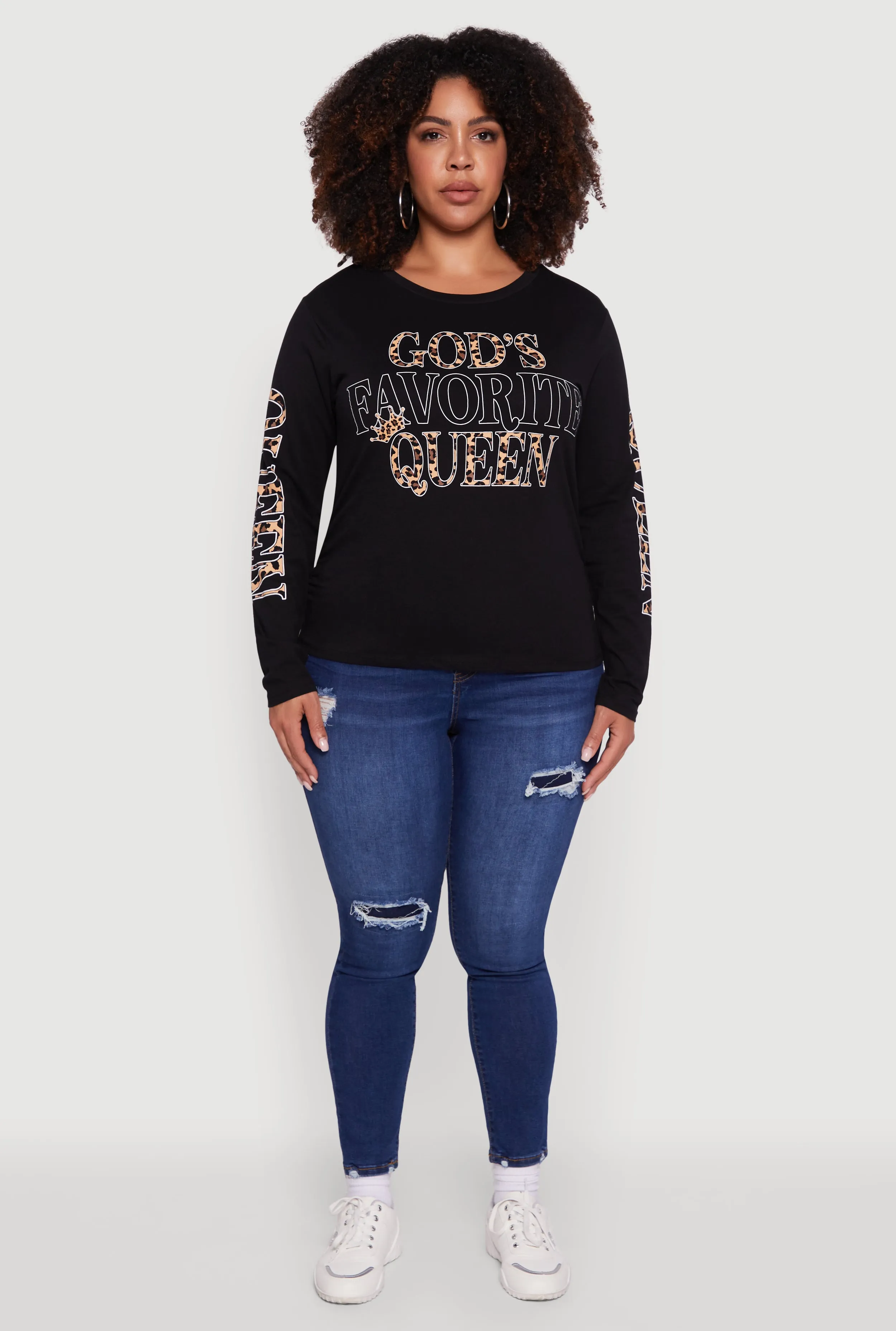 Plus Size Gods Favorite Queen Long Sleeve T-Shirt sold by Rainbow product image thumbnail 3