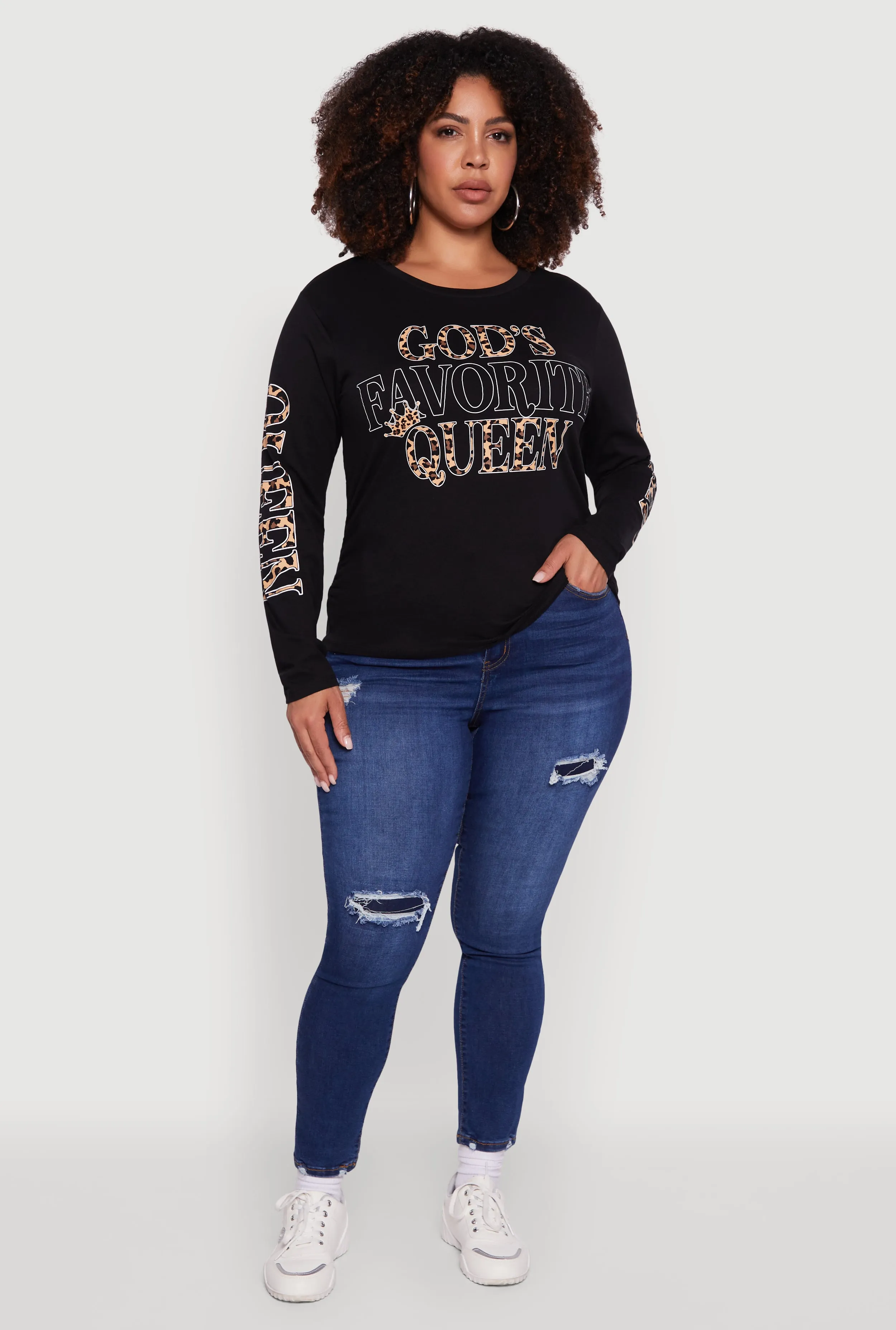 Plus Size Gods Favorite Queen Long Sleeve T-Shirt sold by Rainbow