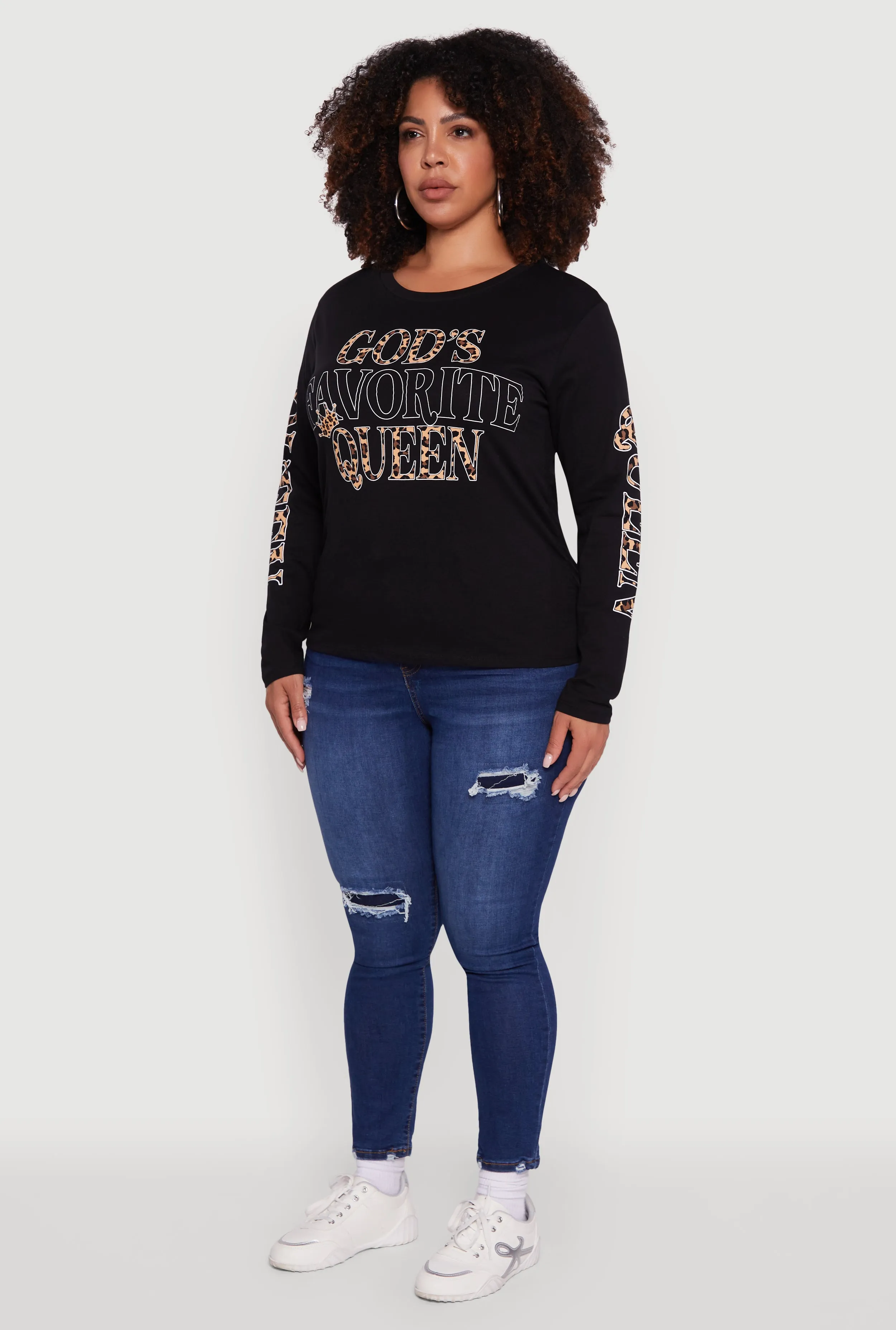 Plus Size Gods Favorite Queen Long Sleeve T-Shirt sold by Rainbow product image thumbnail 5