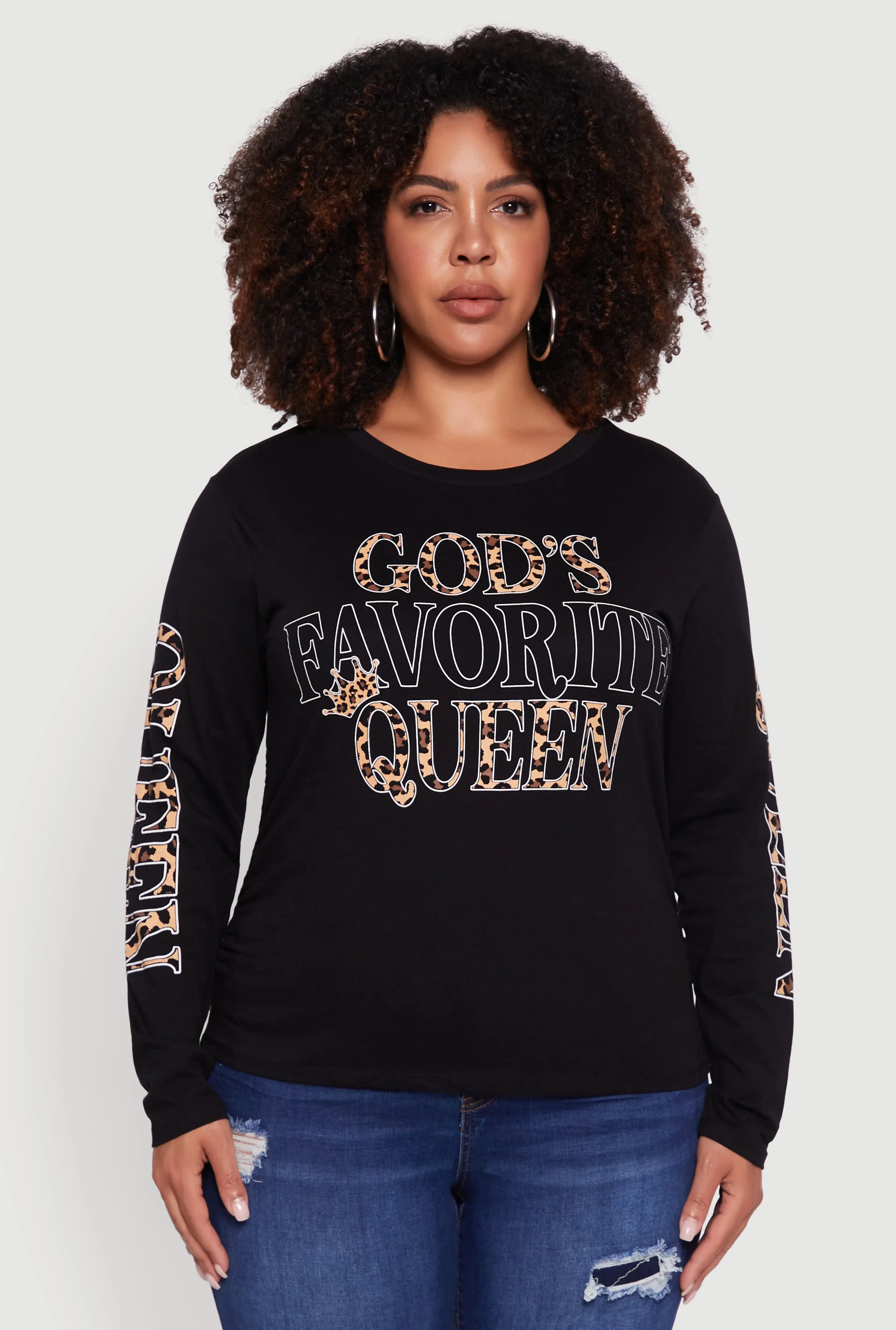 Plus Size Gods Favorite Queen Long Sleeve T-Shirt sold by Rainbow product image thumbnail 2