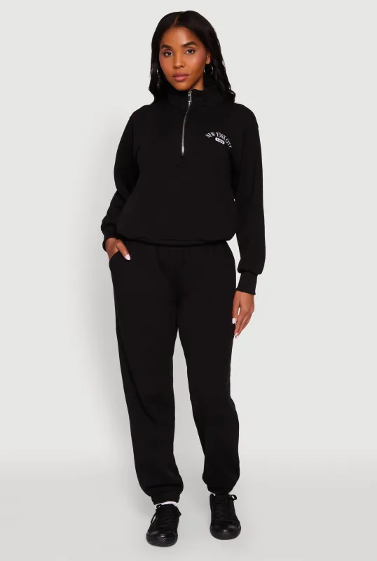 High Waisted Fleece Lined Elastic Waist Joggers sold by Rainbow