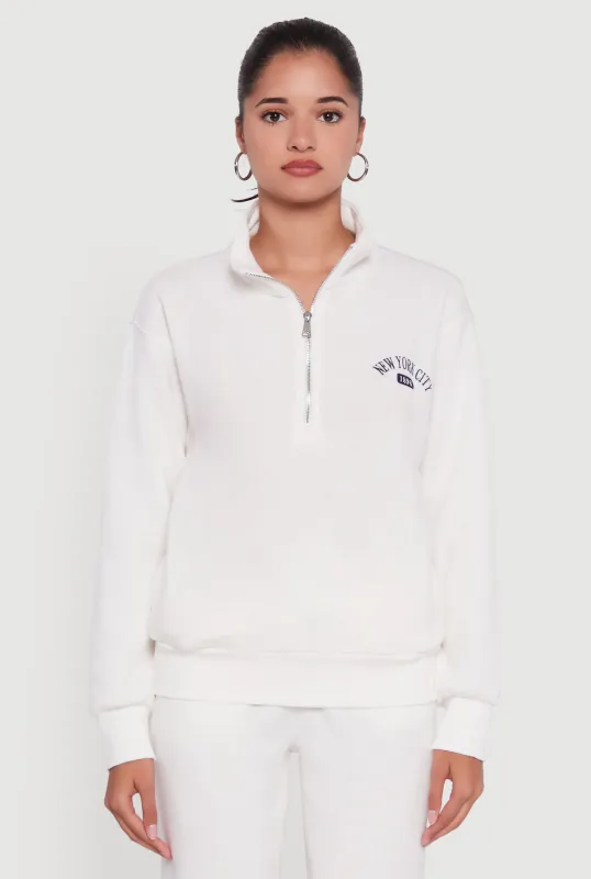 Mock Neck Half Zip New York City Graphic Sweatshirt made by Rainbow