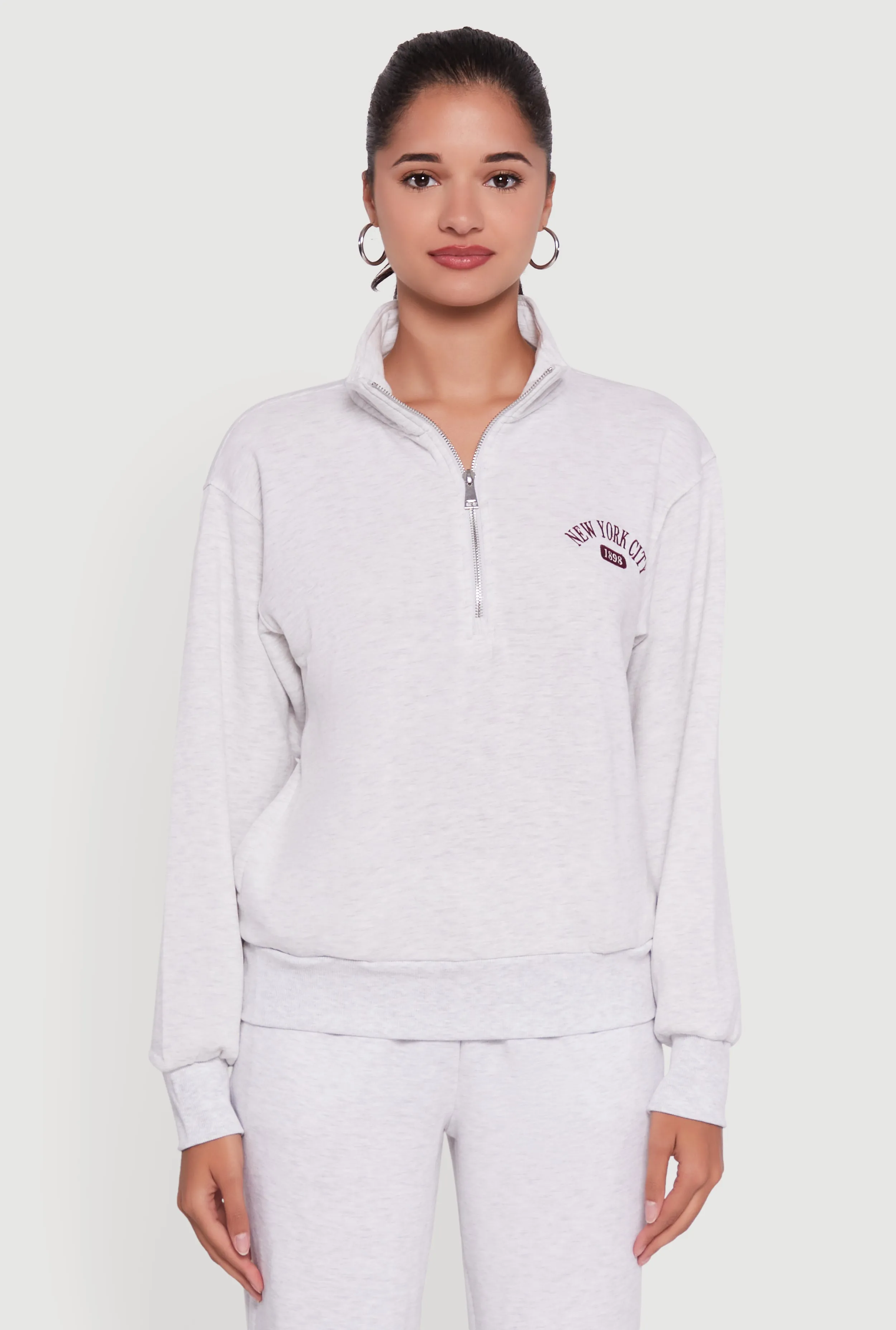 Mock Neck Half Zip New York City Graphic Sweatshirt sold by Rainbow