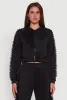 Ruffle Chiffon Organza Long Sleeve Zip Front Jacket sold by Rainbow