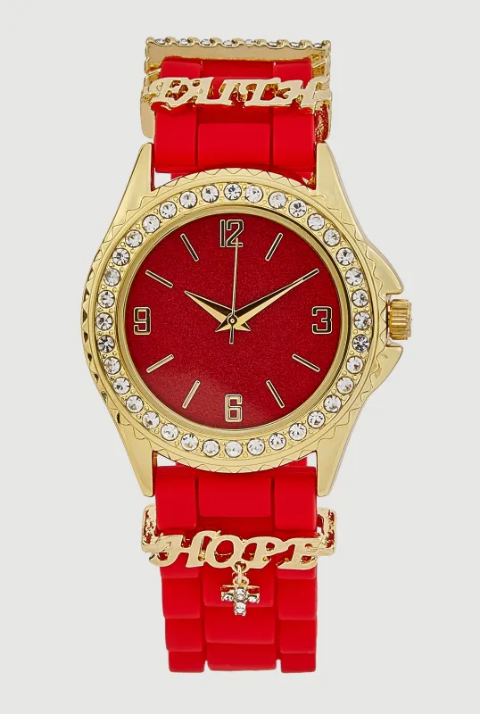 Hope Rhinestone Charm Analog Watch sold by Rainbow