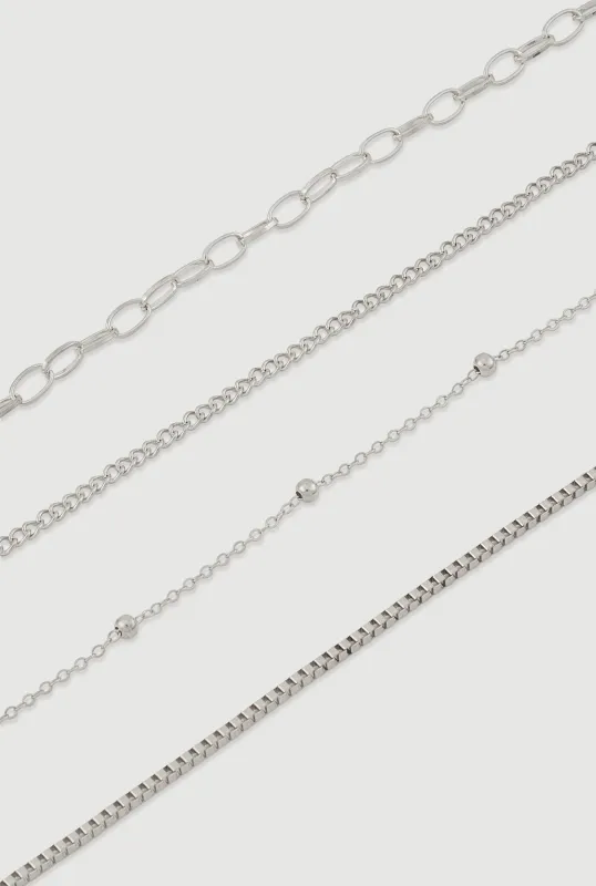 Assorted Metallic Chain Anklets Set of 4 sold by Rainbow
