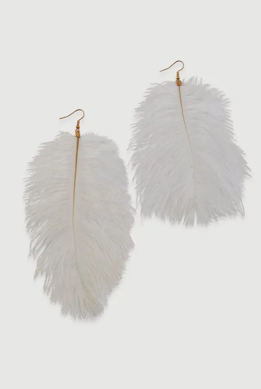 Ostrich Feather Drop Earrings sold by Rainbow