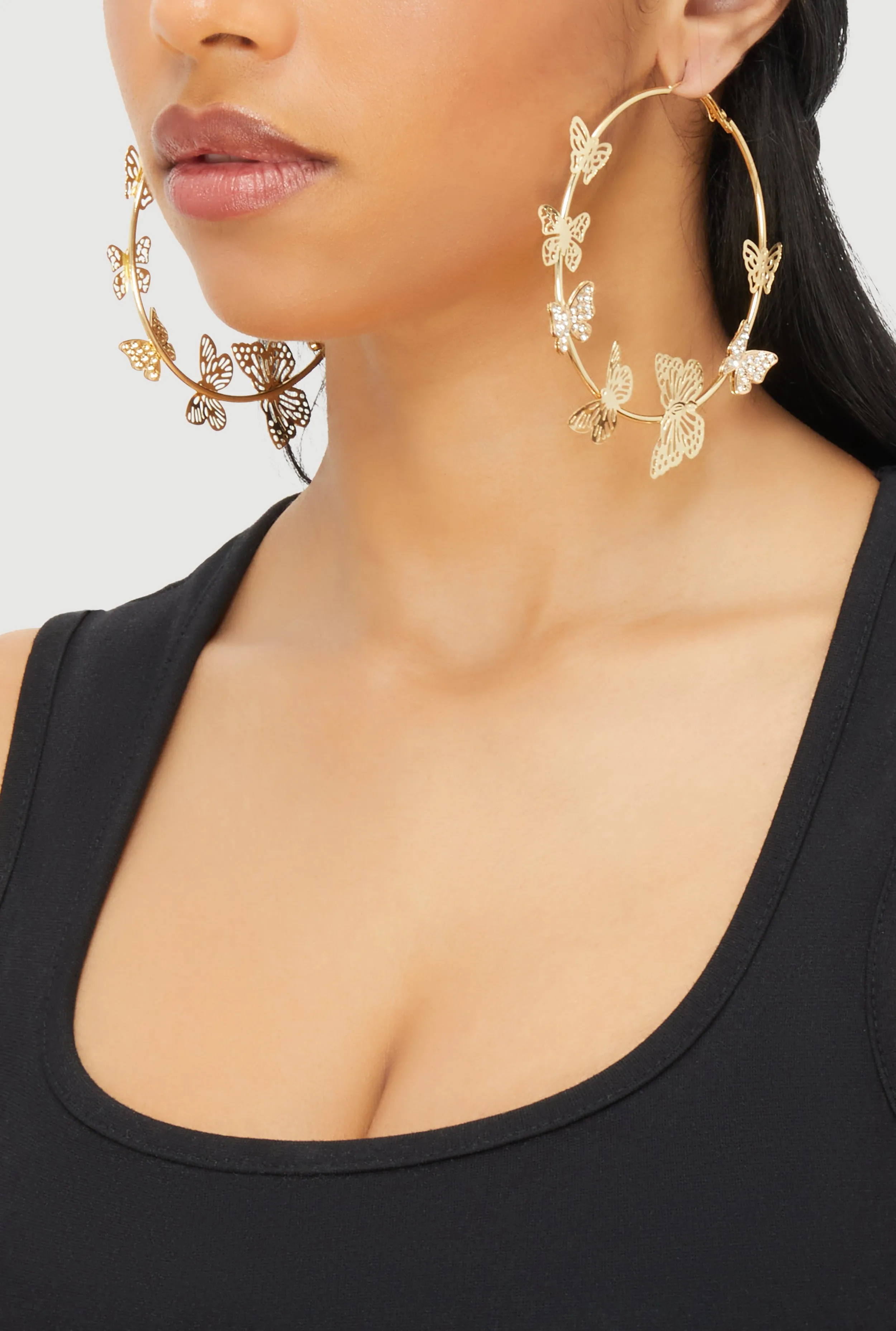 Metallic Butterfly Hoop Earrings sold by Rainbow product image thumbnail 2