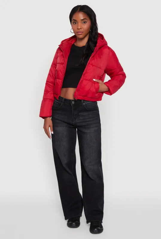 Cropped Hooded Puffer Jacket sold by Rainbow
