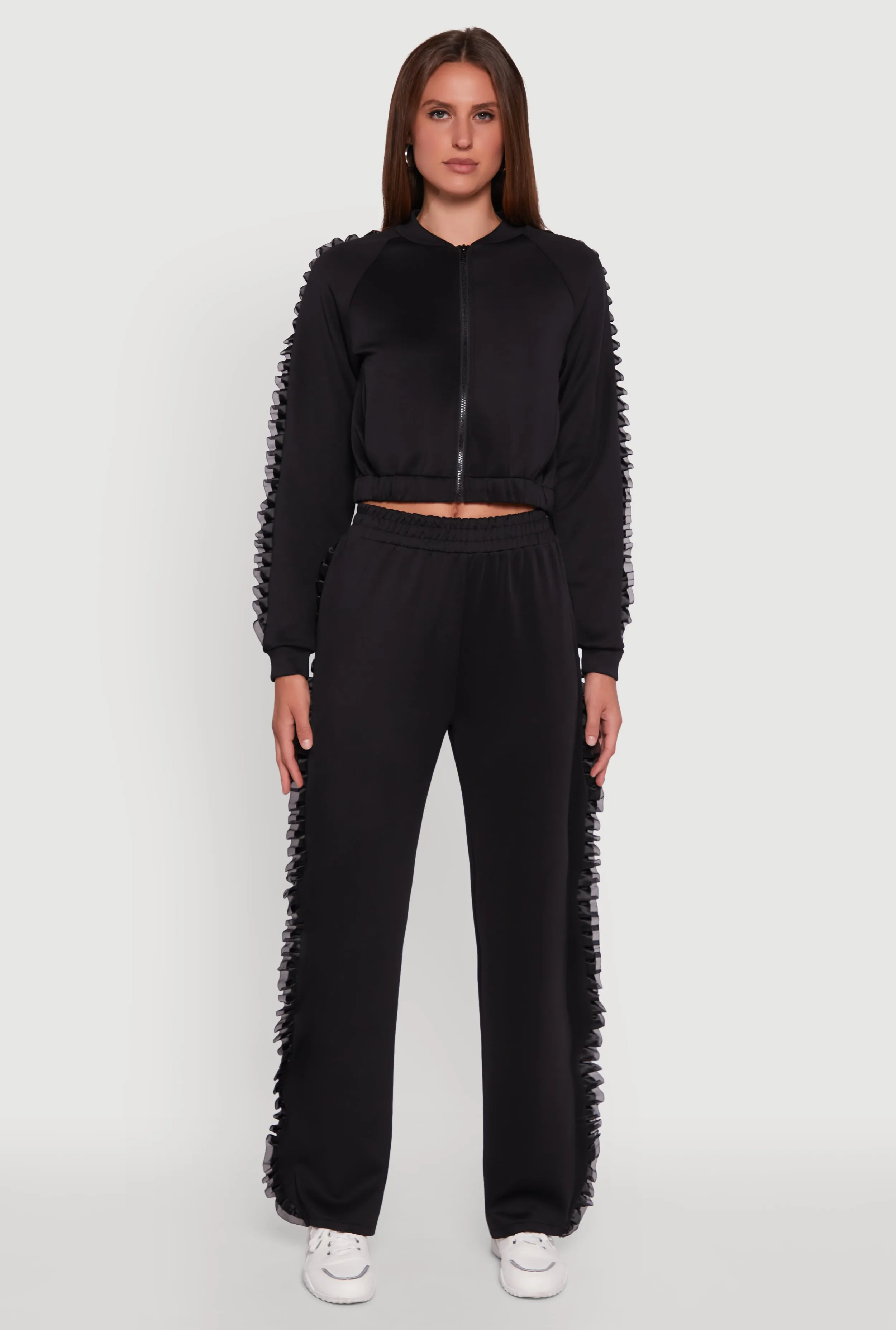 High Waisted Ruffle Trim Flare Leg Pants sold by Rainbow product image thumbnail 2