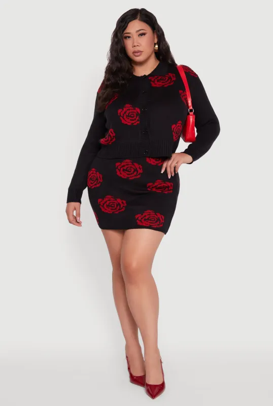 Plus Size High Waisted Floral Patterned Mini Skirt sold by Rainbow