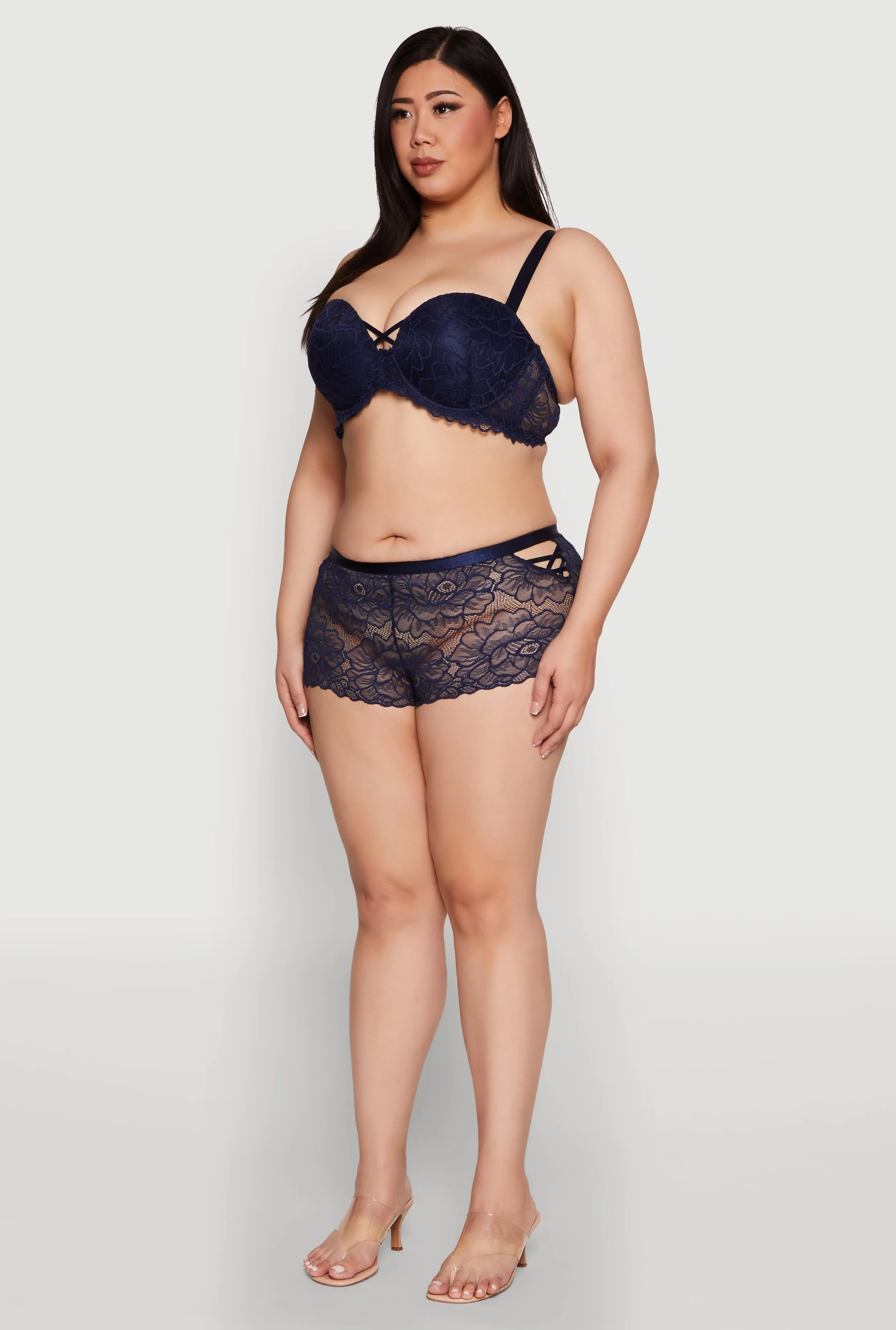 Plus Size Caged Scalloped Lace Balconette Bra | Convertible to Strapless sold by Rainbow product image thumbnail 5