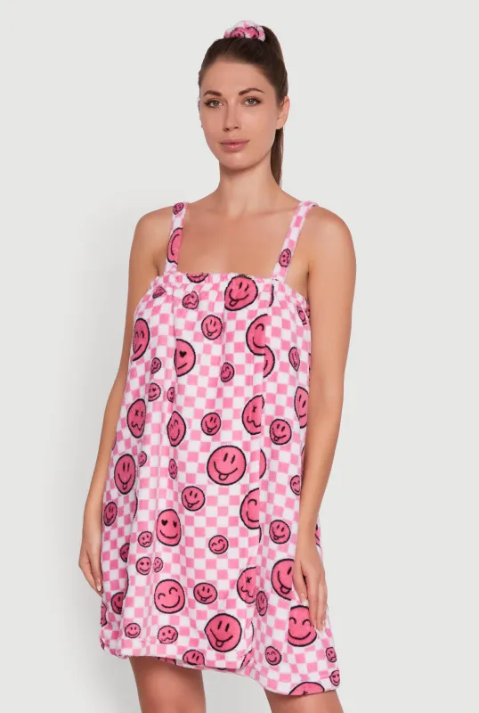 Patterned Plush Shower Wrap with Scrunchie sold by Rainbow