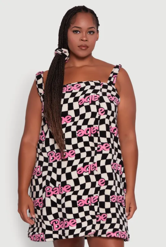 Patterned Plush Shower Wrap with Scrunchie made by Rainbow