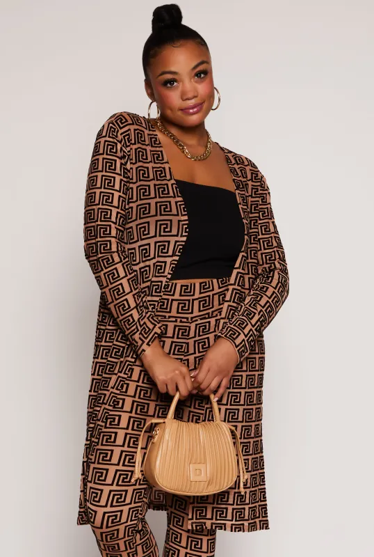 Plus Size Velvet Burnout Greek Key Duster sold by Rainbow