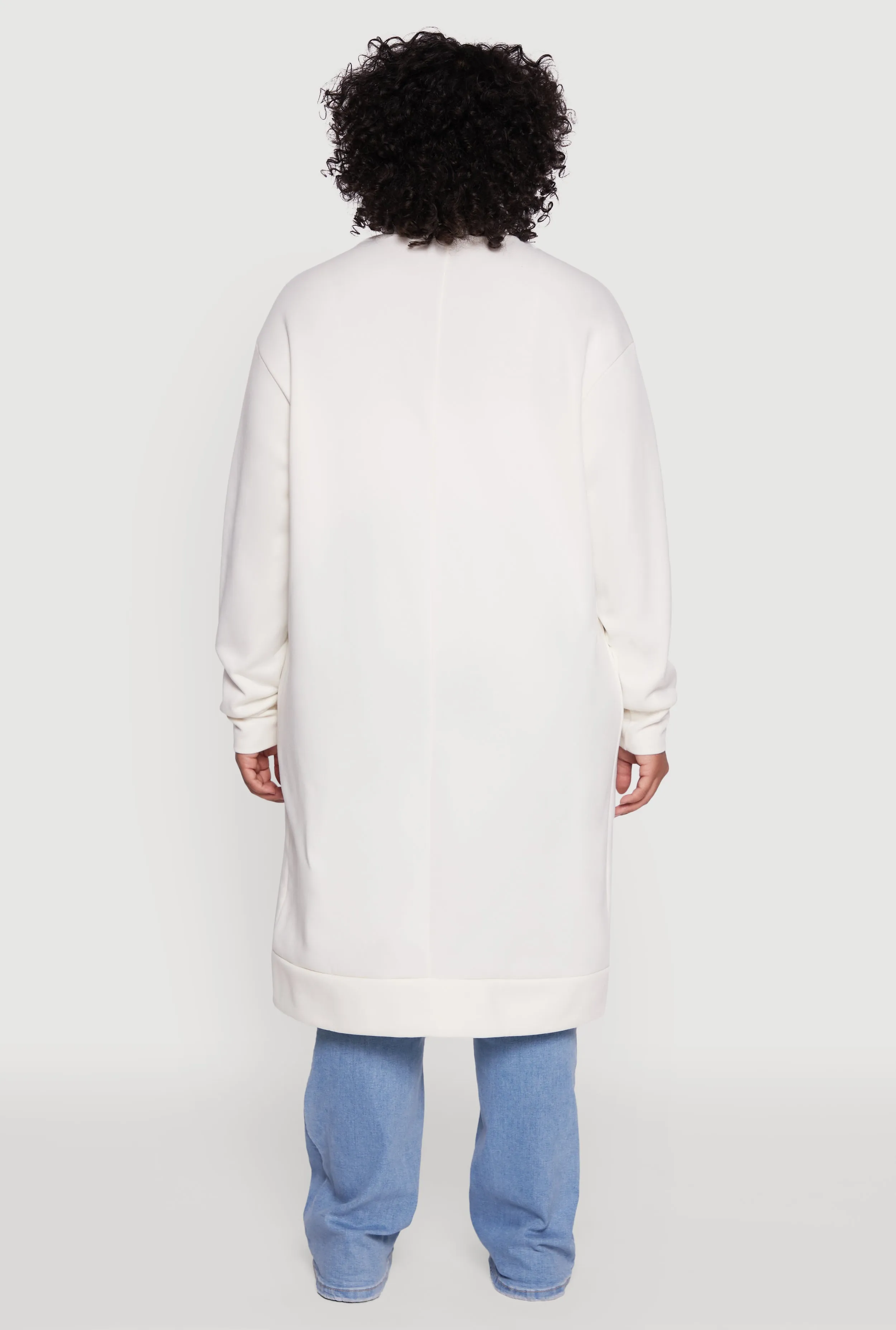 Plus Size Fleece Lined Button Front Long Cardigan sold by Rainbow product image thumbnail 5