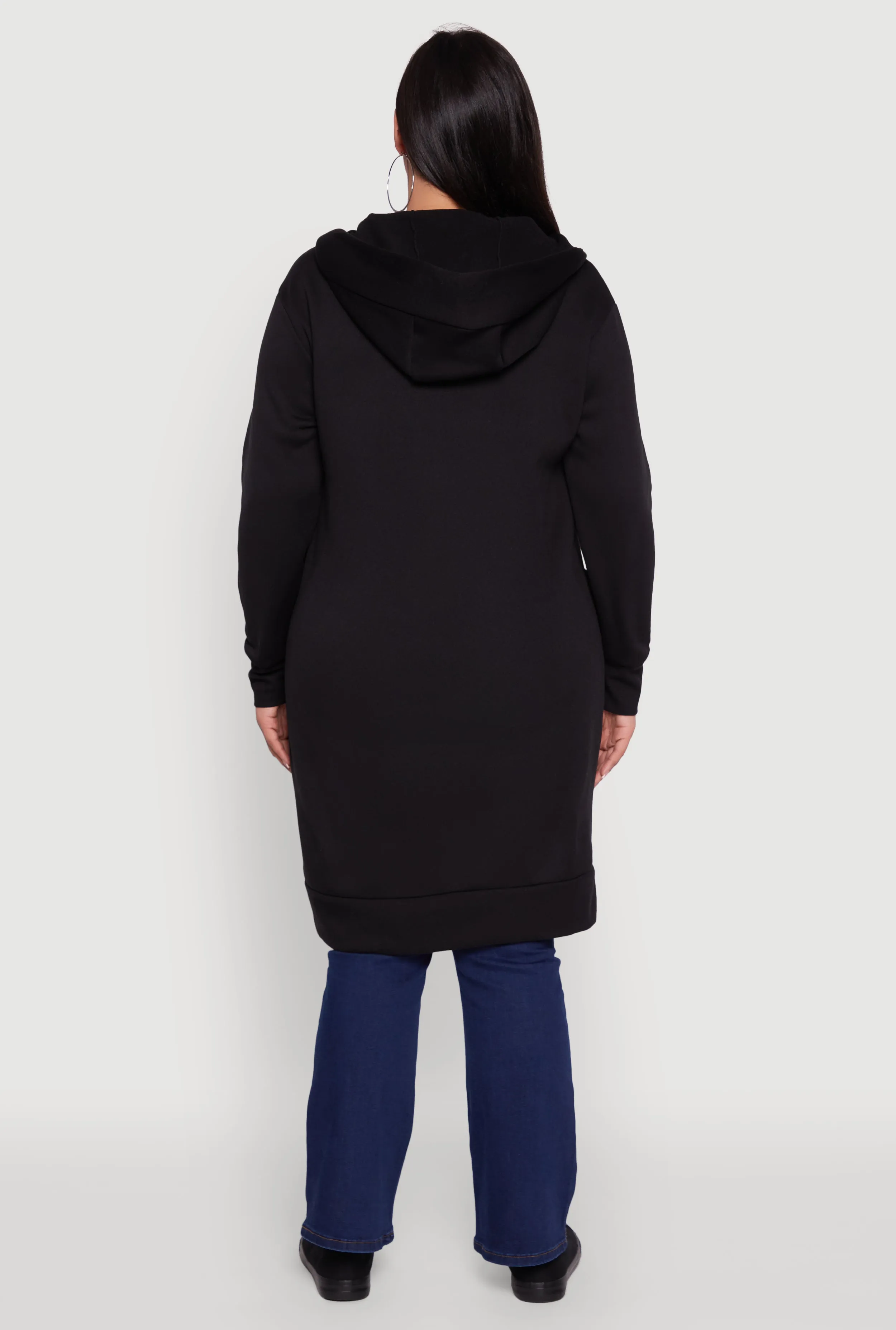 Plus Size Zip Front Long Hoodie sold by Rainbow product image thumbnail 5