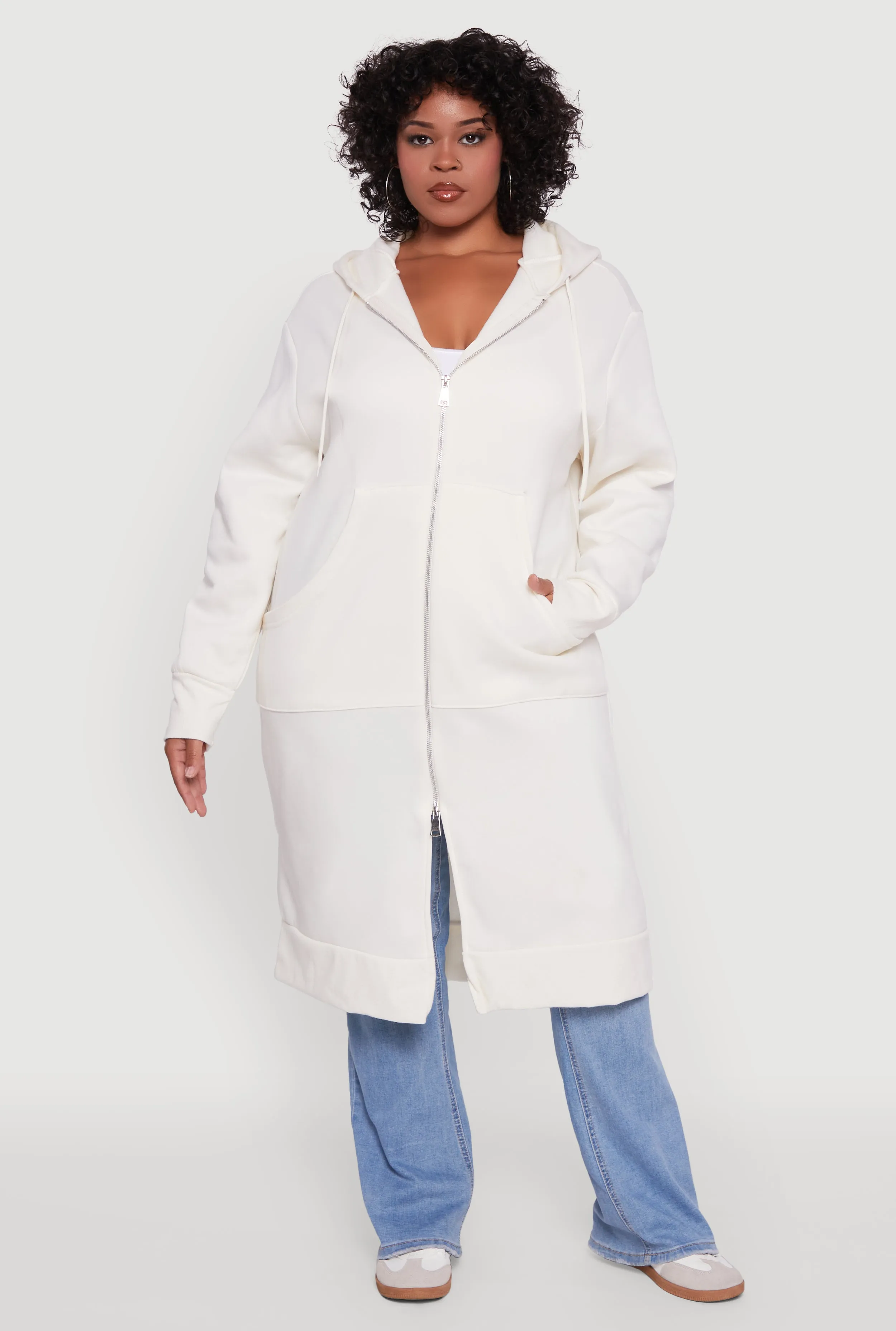 Plus Size Zip Front Long Hoodie sold by Rainbow product image thumbnail 2