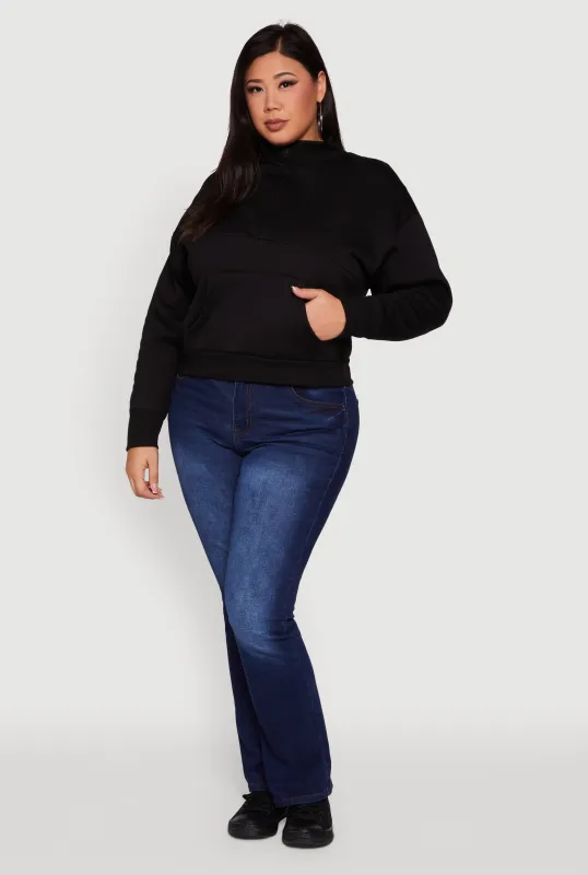 Plus Size Fleece Lined Mock Neck Half Zip Sweatshirt sold by Rainbow