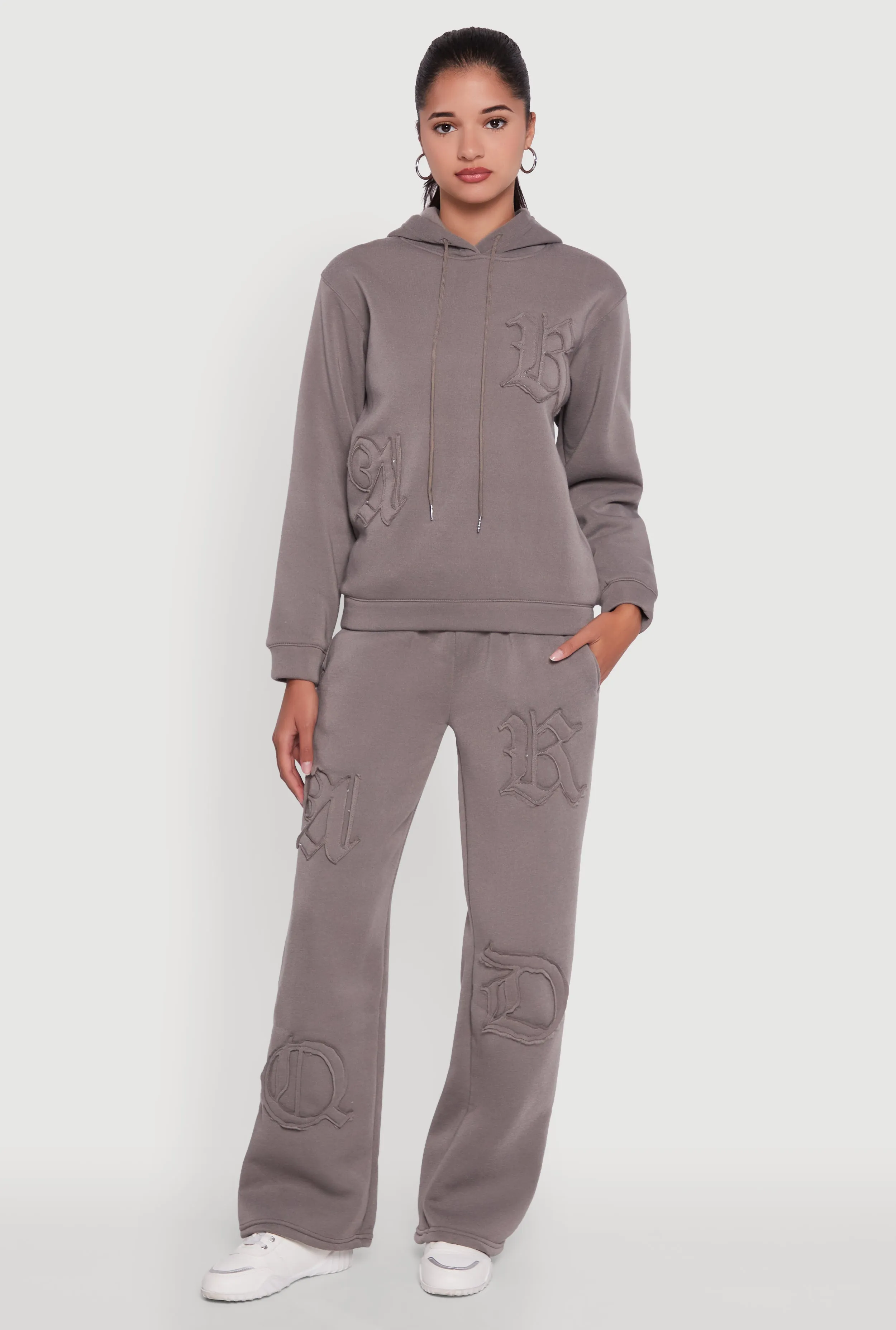 Letter Detail High Waisted Wide Leg Sweatpants sold by Rainbow product image thumbnail 3