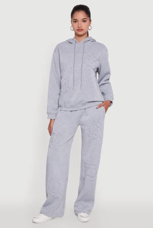 Letter Detail High Waisted Wide Leg Sweatpants sold by Rainbow