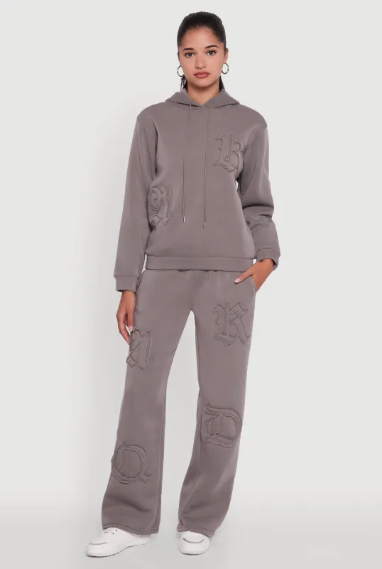 Letter Detail High Waisted Wide Leg Sweatpants sold by Rainbow