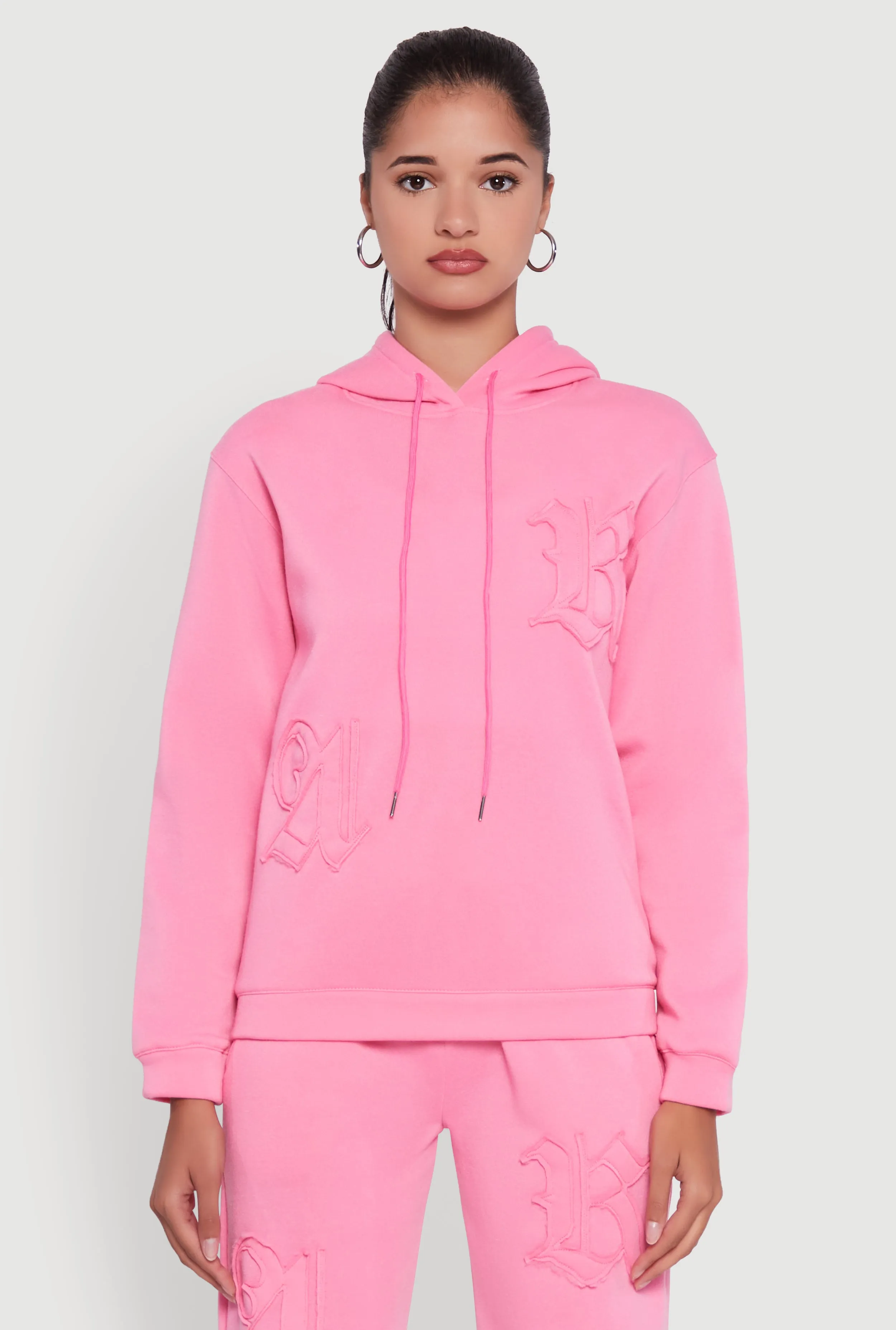 Letter Detail Fleece Lined Hooded Sweatshirt sold by Rainbow product image thumbnail 2