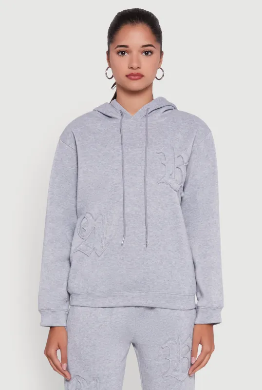 Letter Detail Fleece Lined Hooded Sweatshirt made by Rainbow