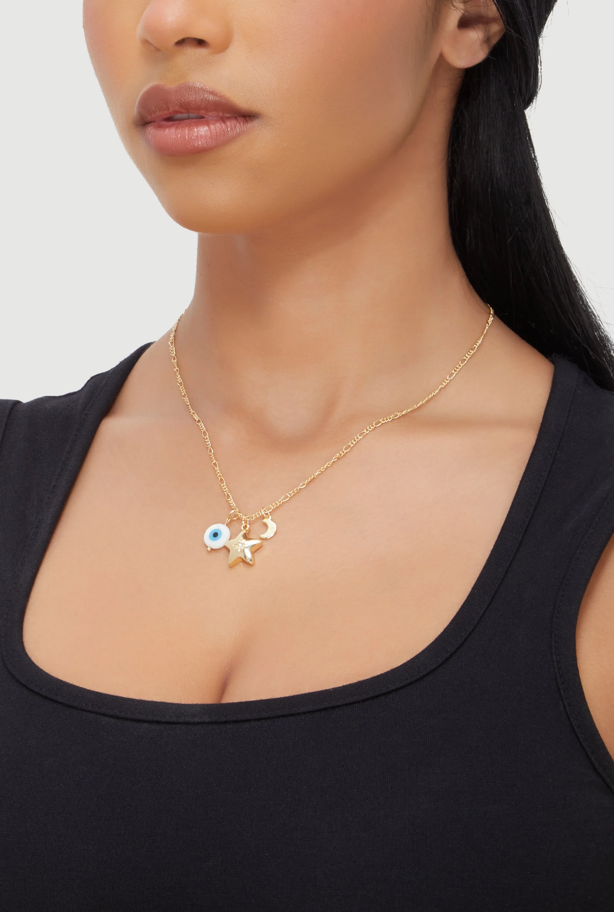 Evil Eye Moon Star Charm Necklace sold by Rainbow product image thumbnail 2