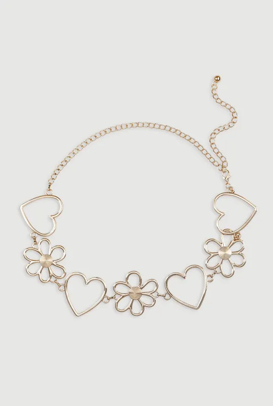 Heart and Flower Chain Belt sold by Rainbow
