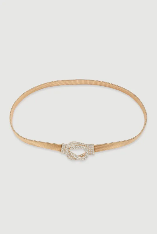 Metallic Stretch Belt with Rhinestone Buckle sold by Rainbow