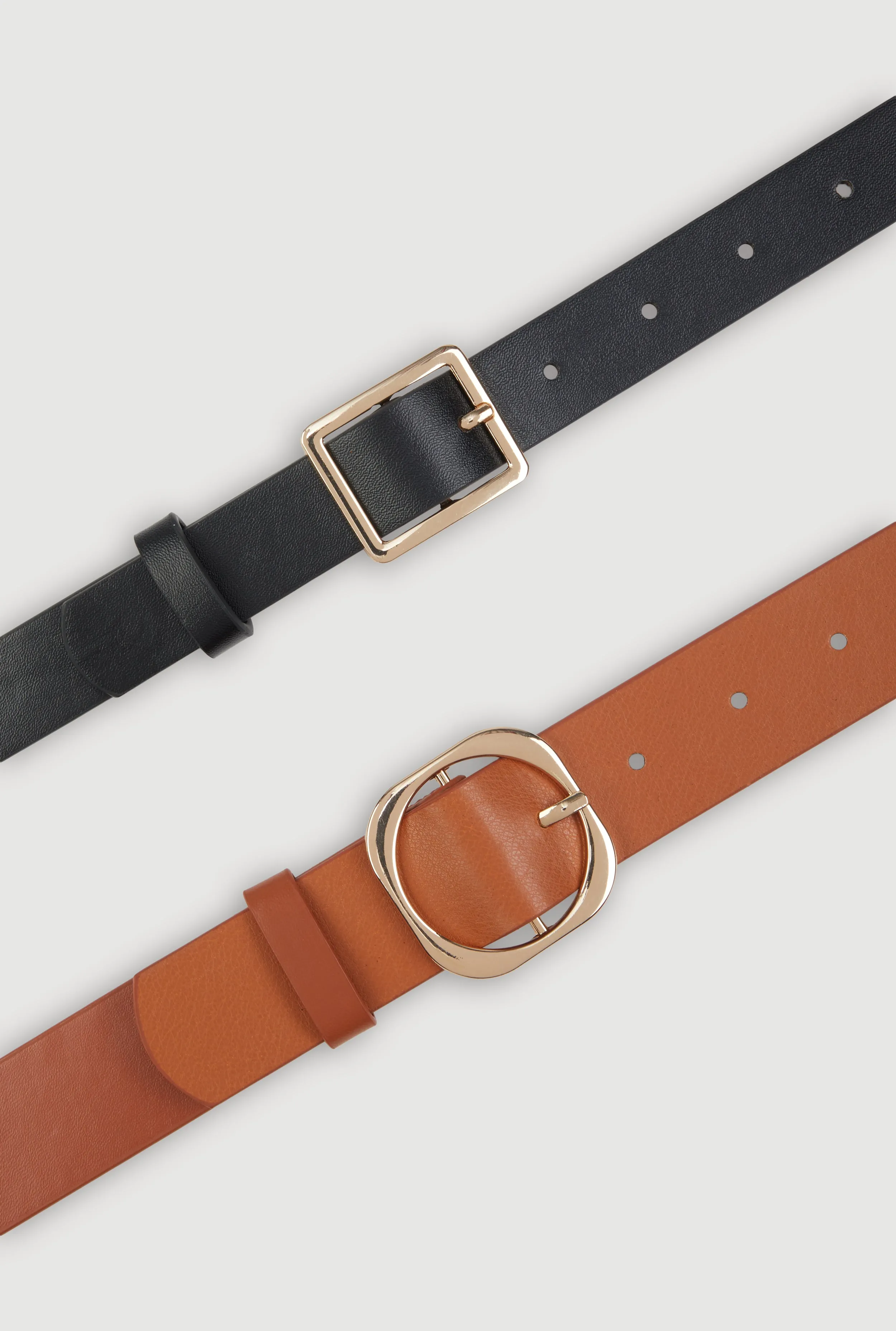 Assorted Metallic Buckle Faux Leather Belts 2 Pack sold by Rainbow