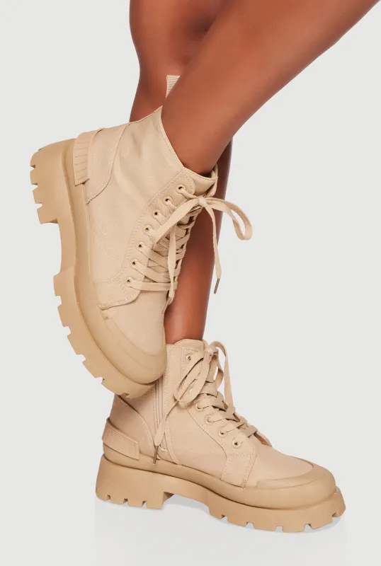 Cap Toe Lace Up Side Zip Combat Boots sold by Rainbow