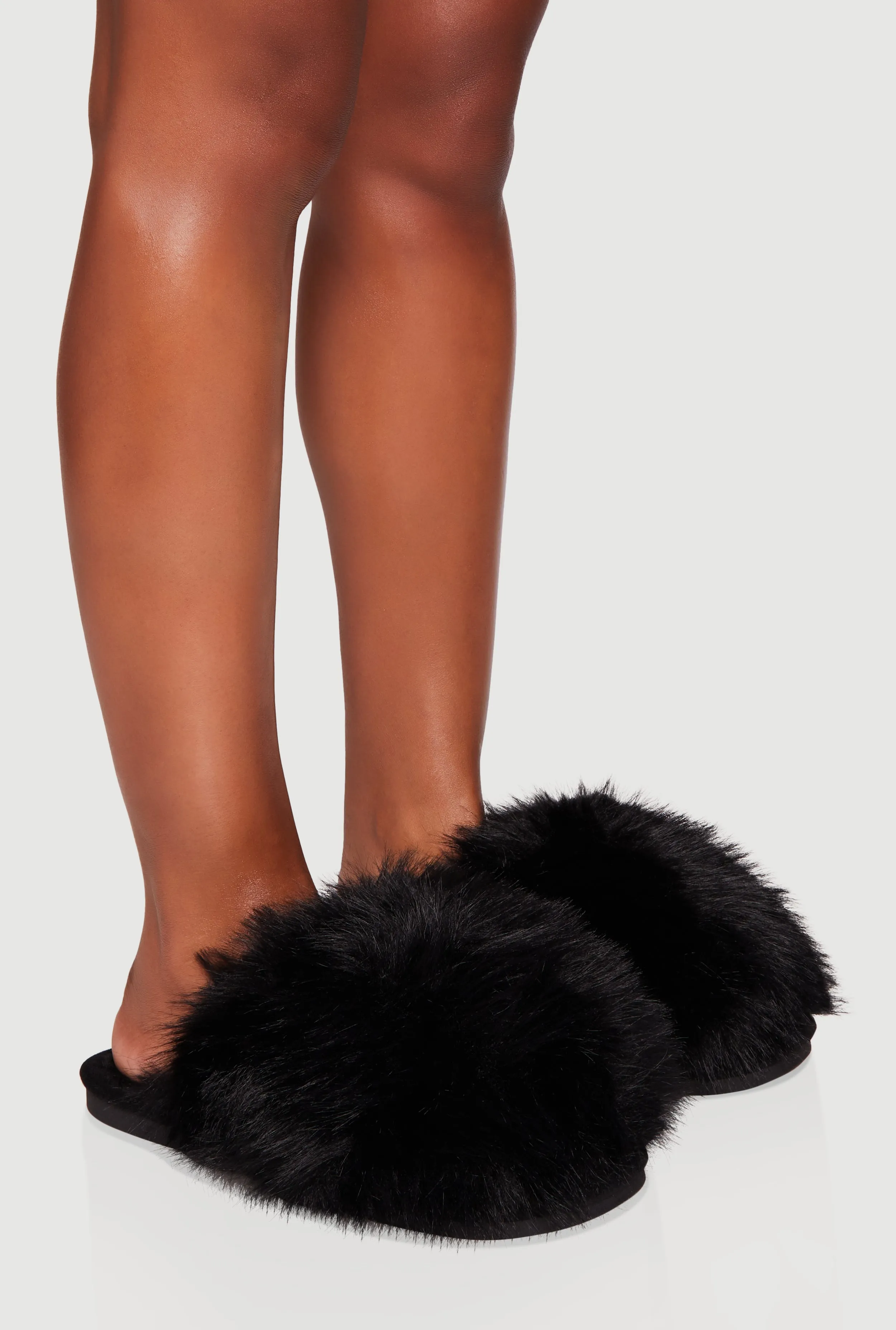 Cozy Faux Fur Round Toe Slippers sold by Rainbow product image thumbnail 2