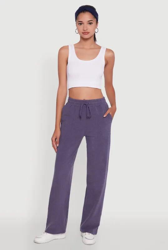 Marled High Waisted Wide Leg Sweatpants with Headband sold by Rainbow