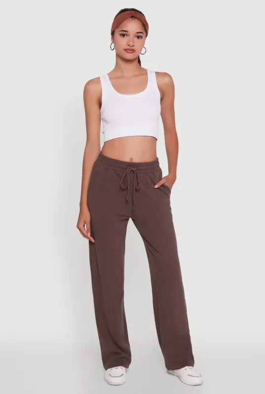 Marled High Waisted Wide Leg Sweatpants with Headband sold by Rainbow