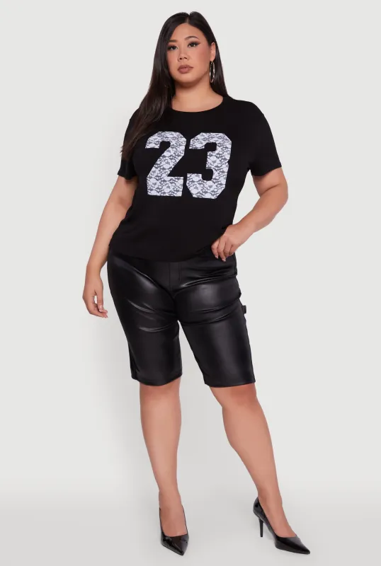 Plus Size Floral Lace 23 Graphic Tee sold by Rainbow