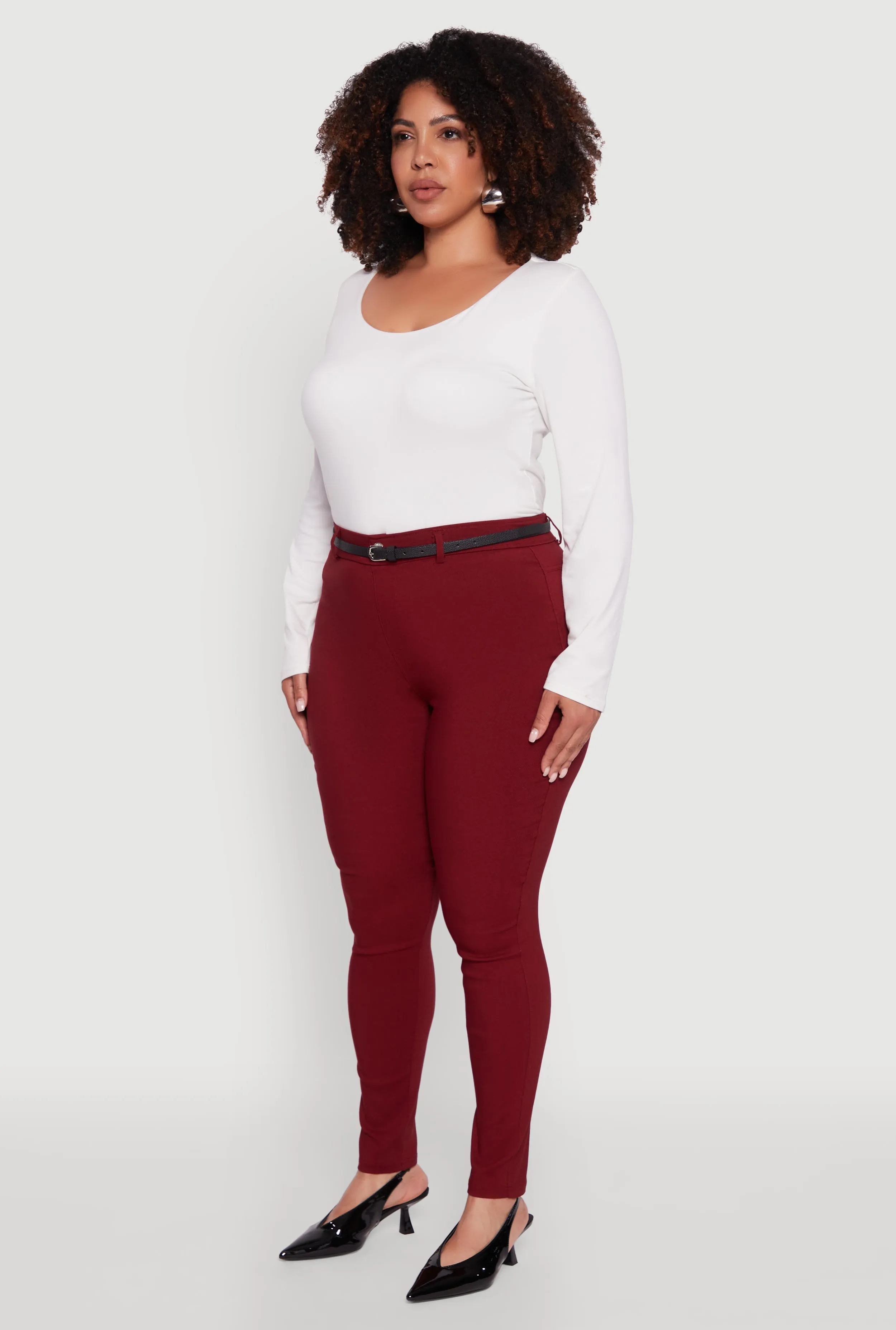 Plus Size High Waisted Belted Dress Pants sold by Rainbow product image thumbnail 3