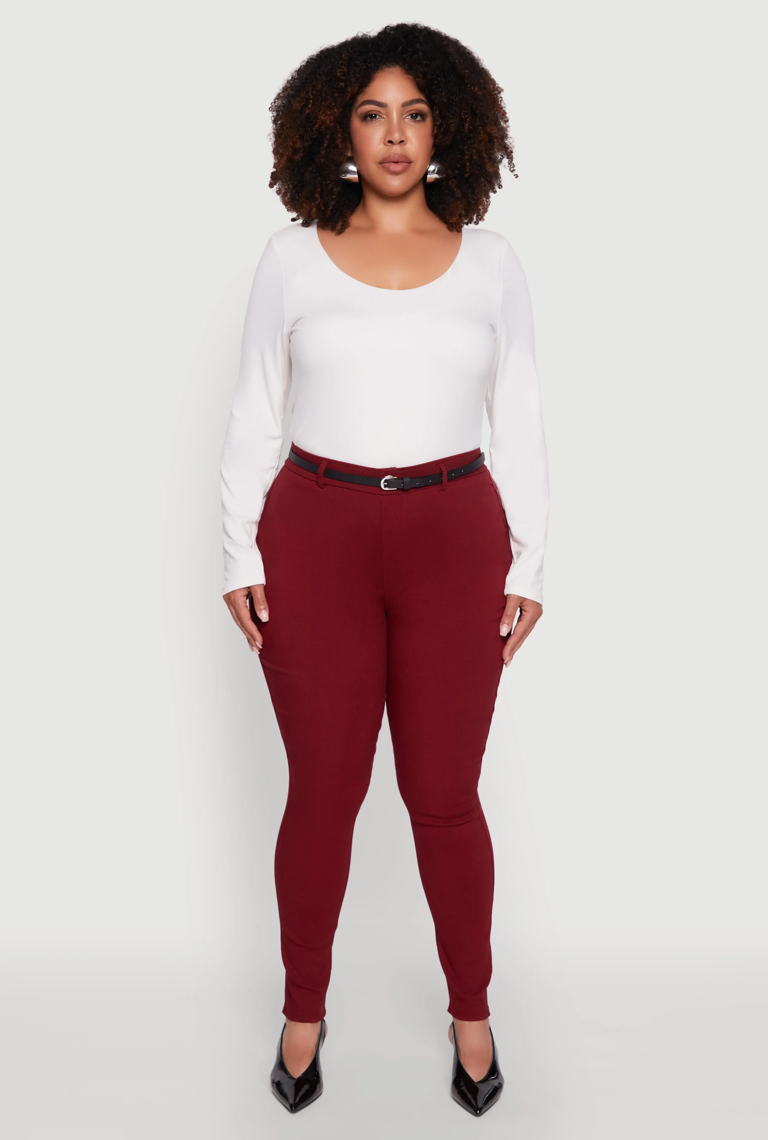 Plus Size High Waisted Belted Dress Pants sold by Rainbow product image thumbnail 2
