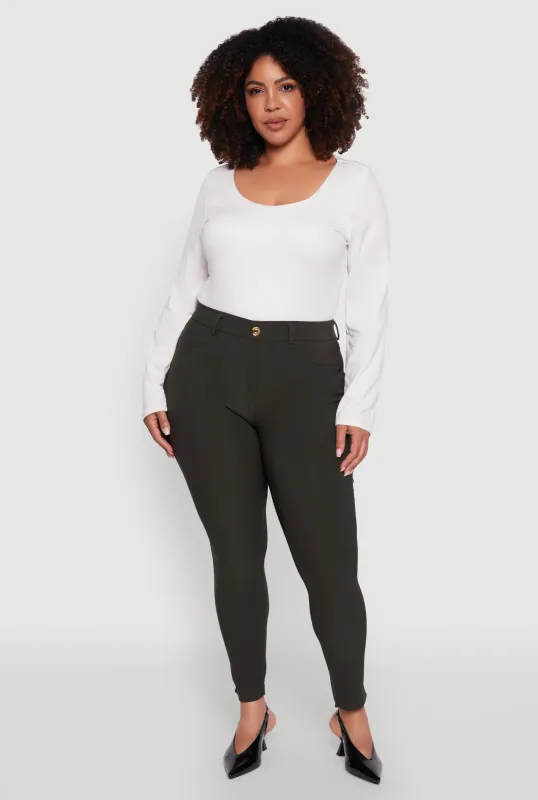 Plus Size Scuba High Waisted Push Up Dress Pants sold by Rainbow