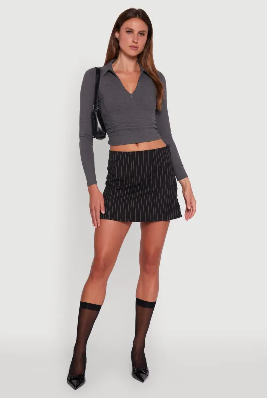 Long Sleeve Half Zip Cropped Polo Shirt sold by Rainbow