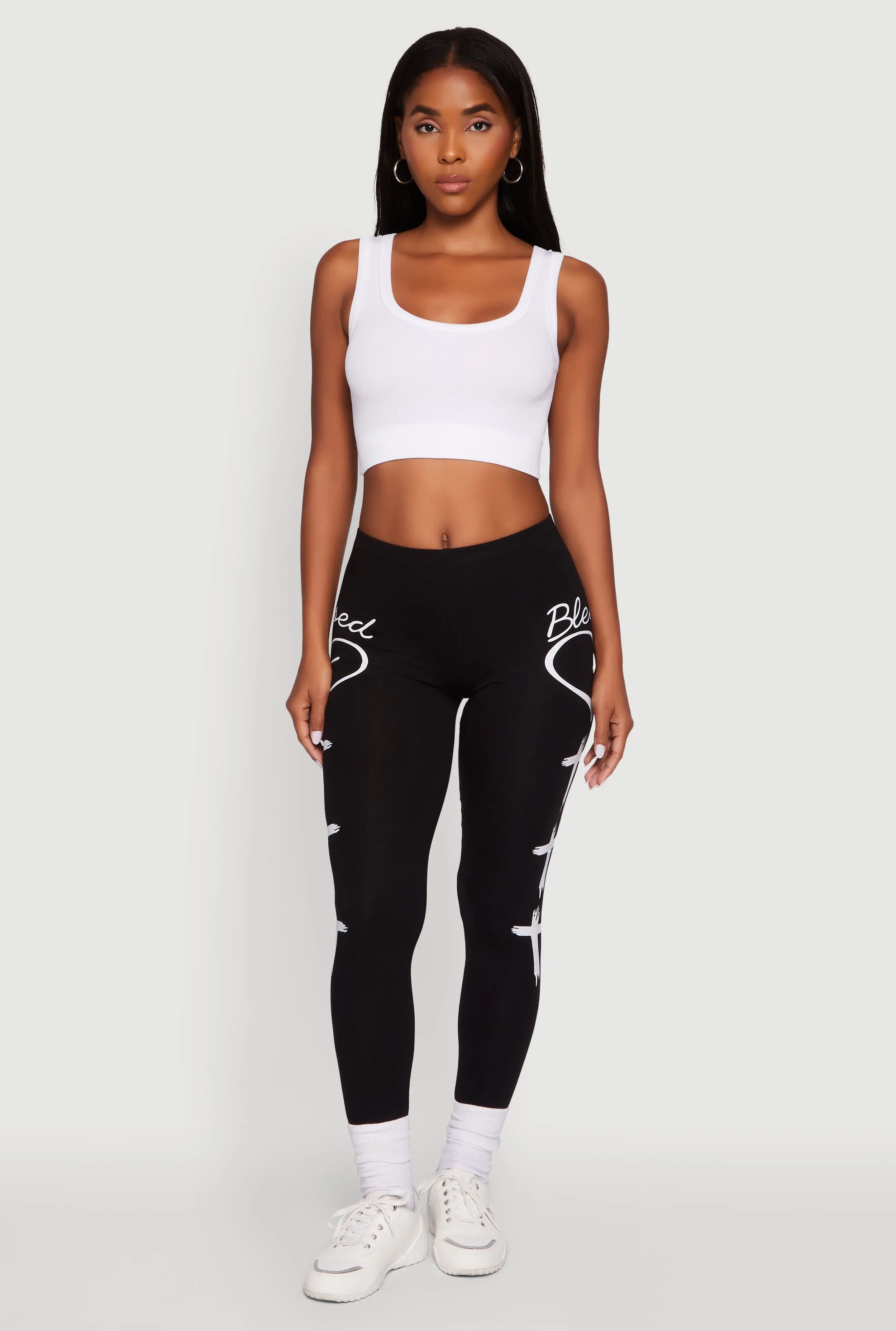 Blessed Cross Heart Graphic Leggings sold by Rainbow