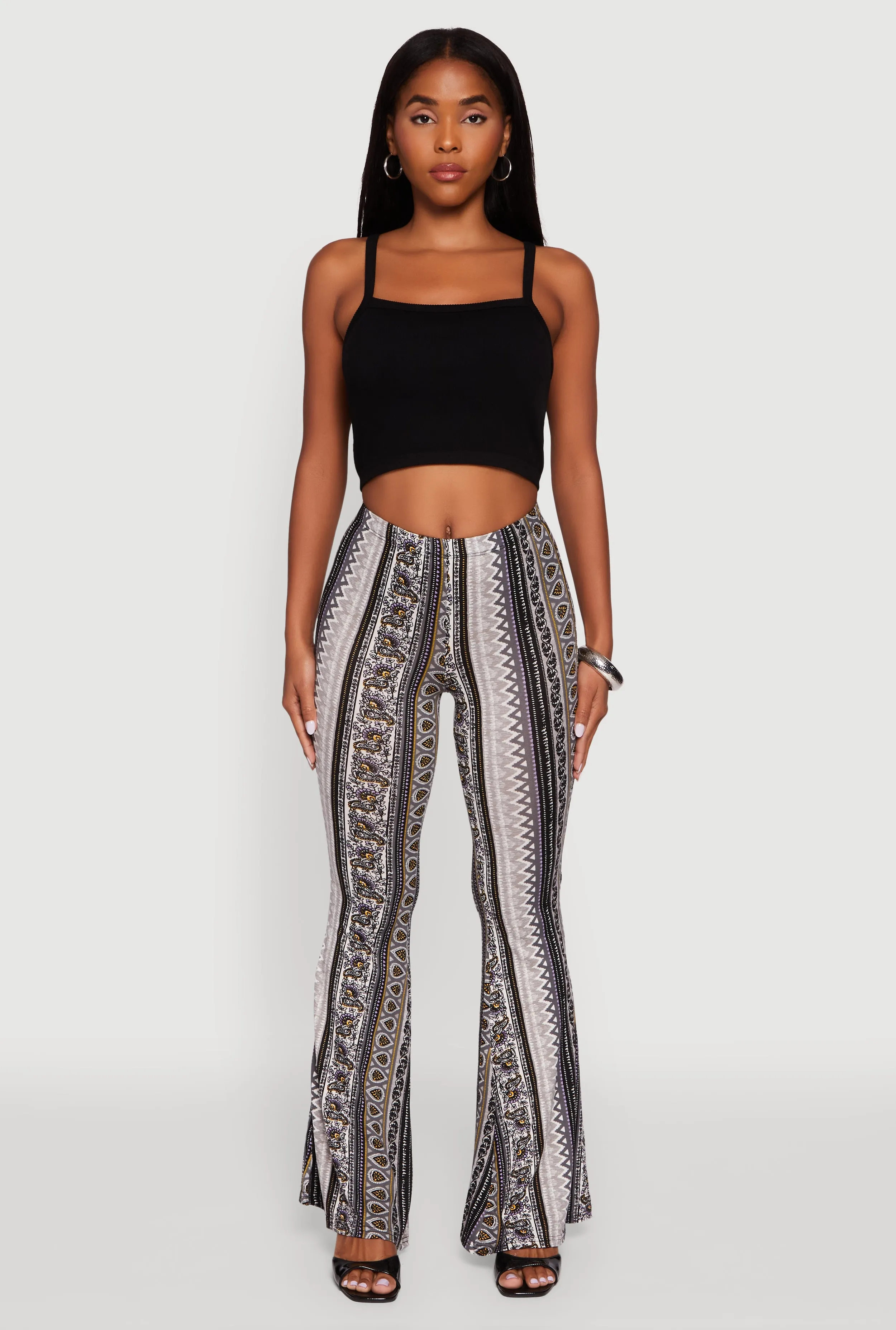 Boho Border Print High Waisted Flare Leg Pants sold by Rainbow product image thumbnail 2